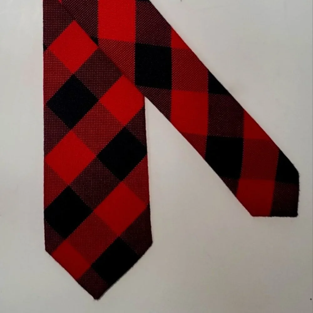 Crewcuts Red Black Plaid Tie T-53